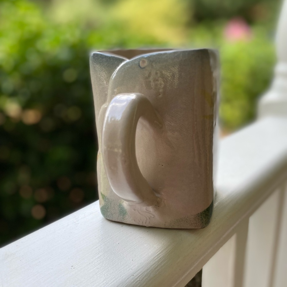 Square Pottery Mug with Birds of Paradise - Picture 6 of 6